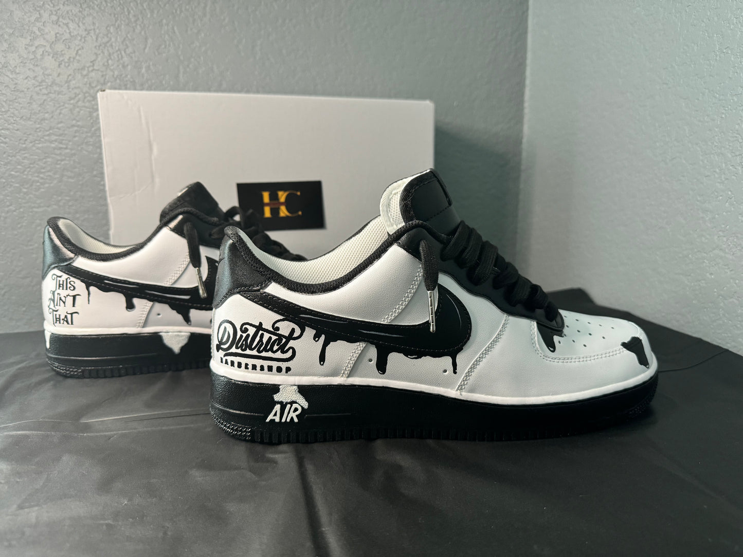 Customize Men's Airforce 1 Black and White Drip