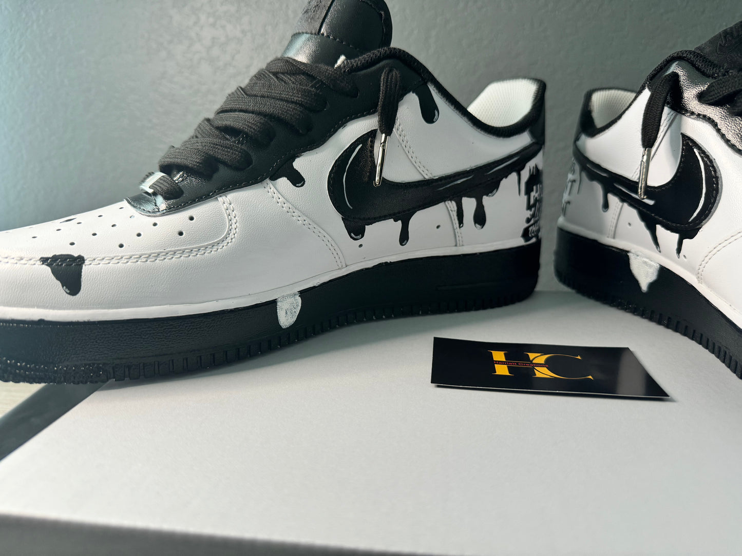 Customize Men's Airforce 1 Black and White Drip