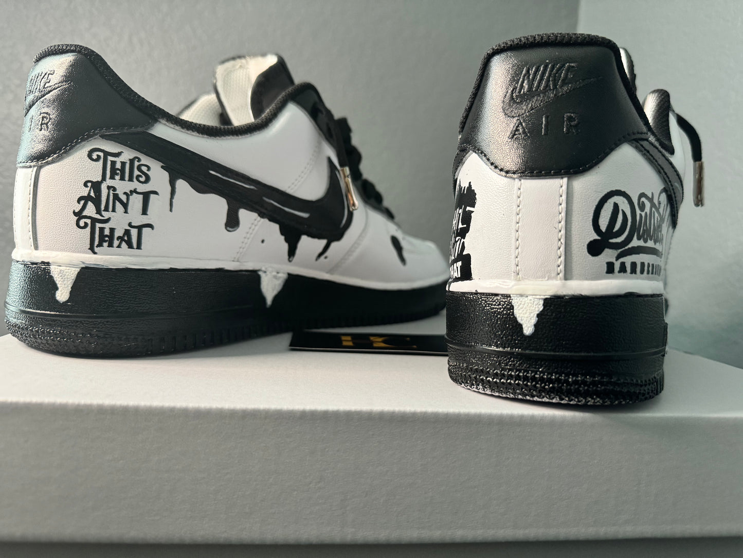 Customize Men's Airforce 1 Black and White Drip