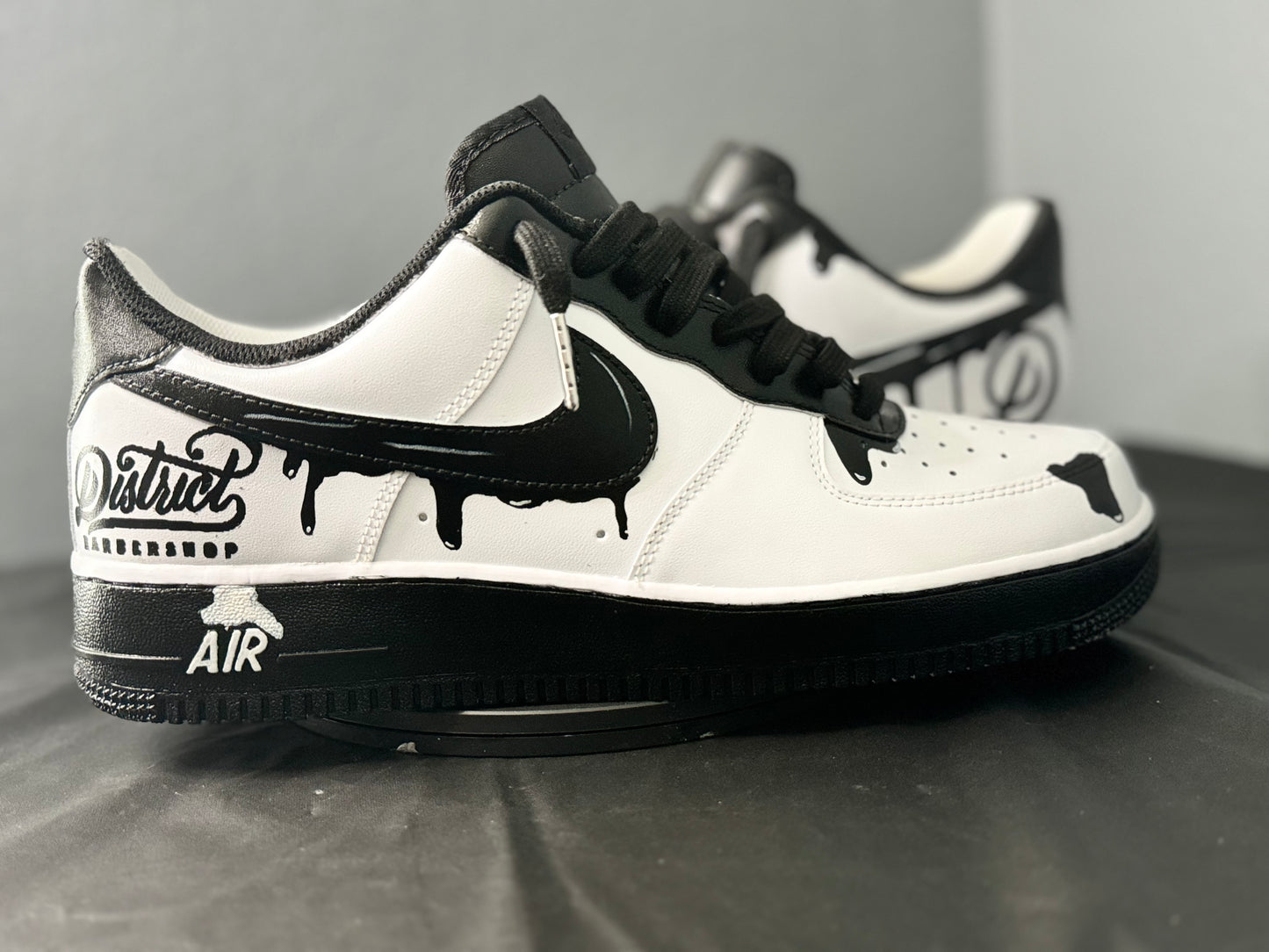 Customize Men's Airforce 1 Black and White Drip