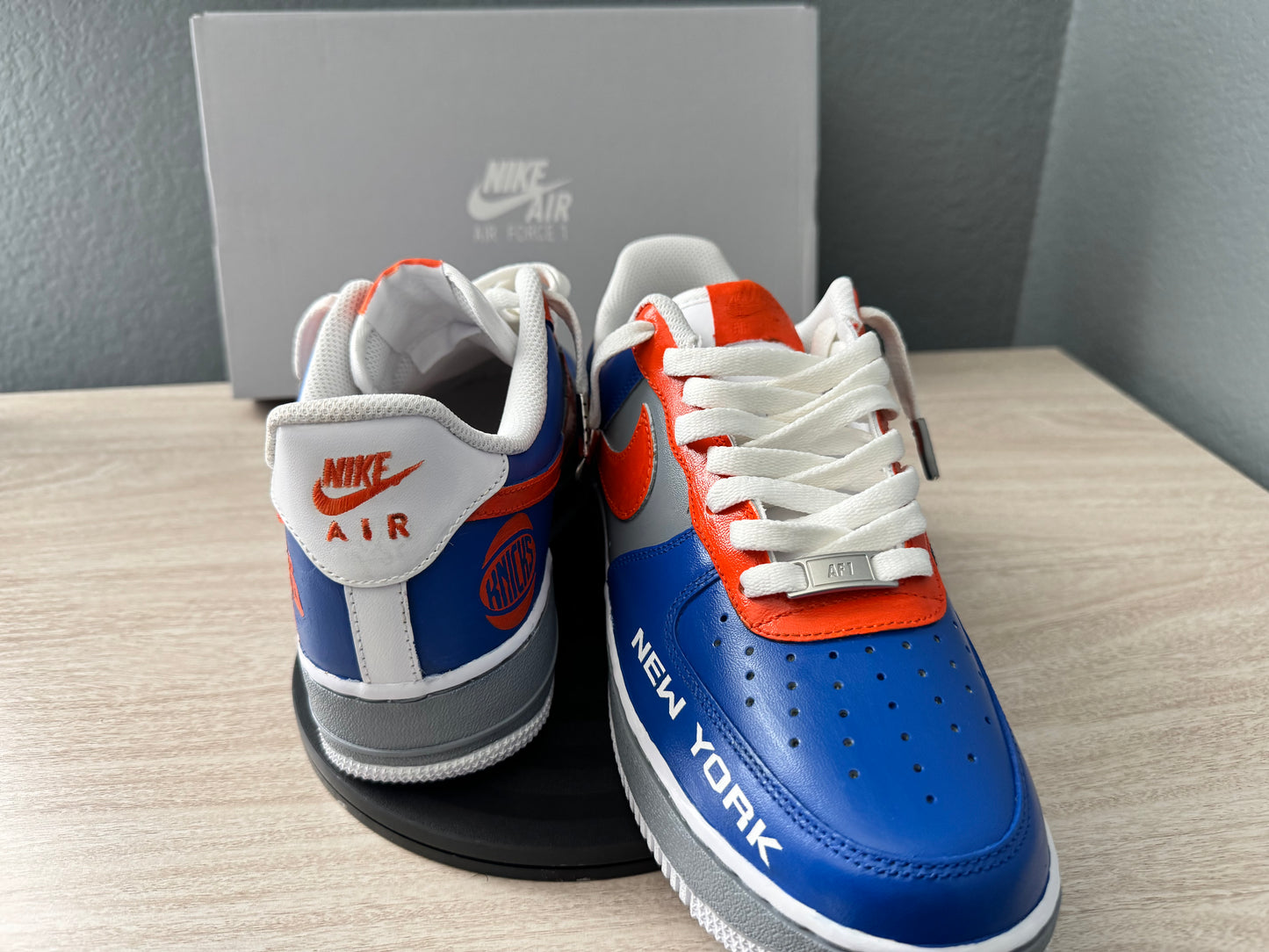 Customize Knicks Orange and Blue Air Force Ones