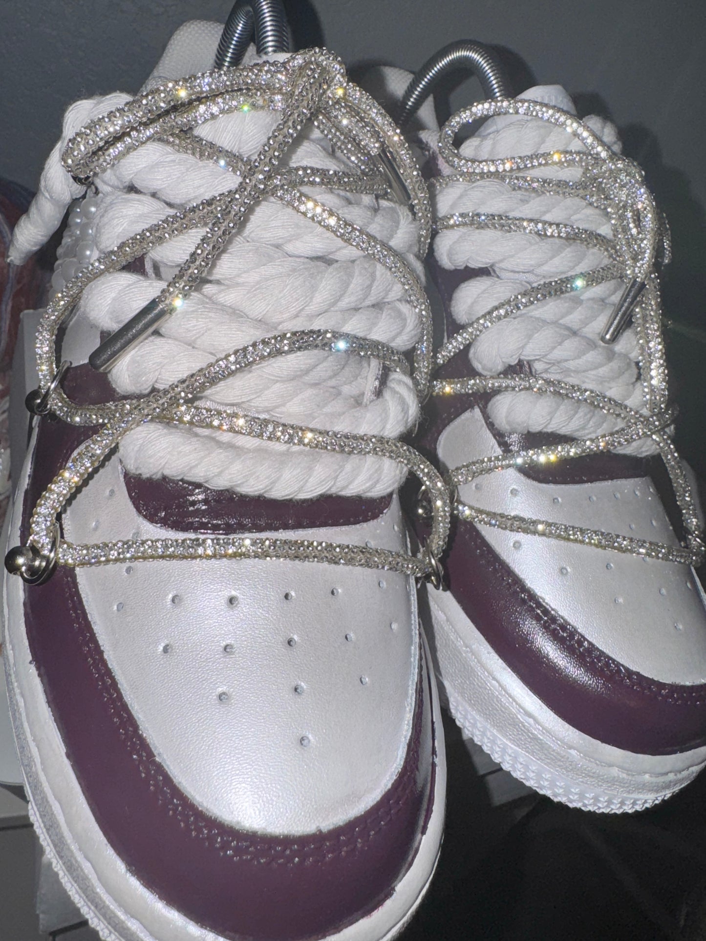 Customized Women Airforce 1 Maroon and Silver