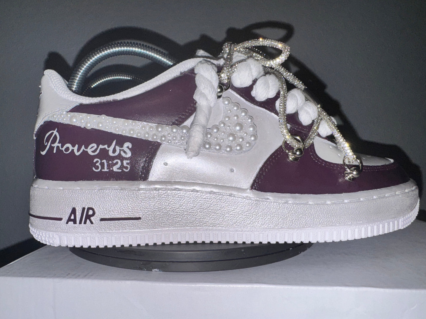 Customized Women Airforce 1 Maroon and Silver