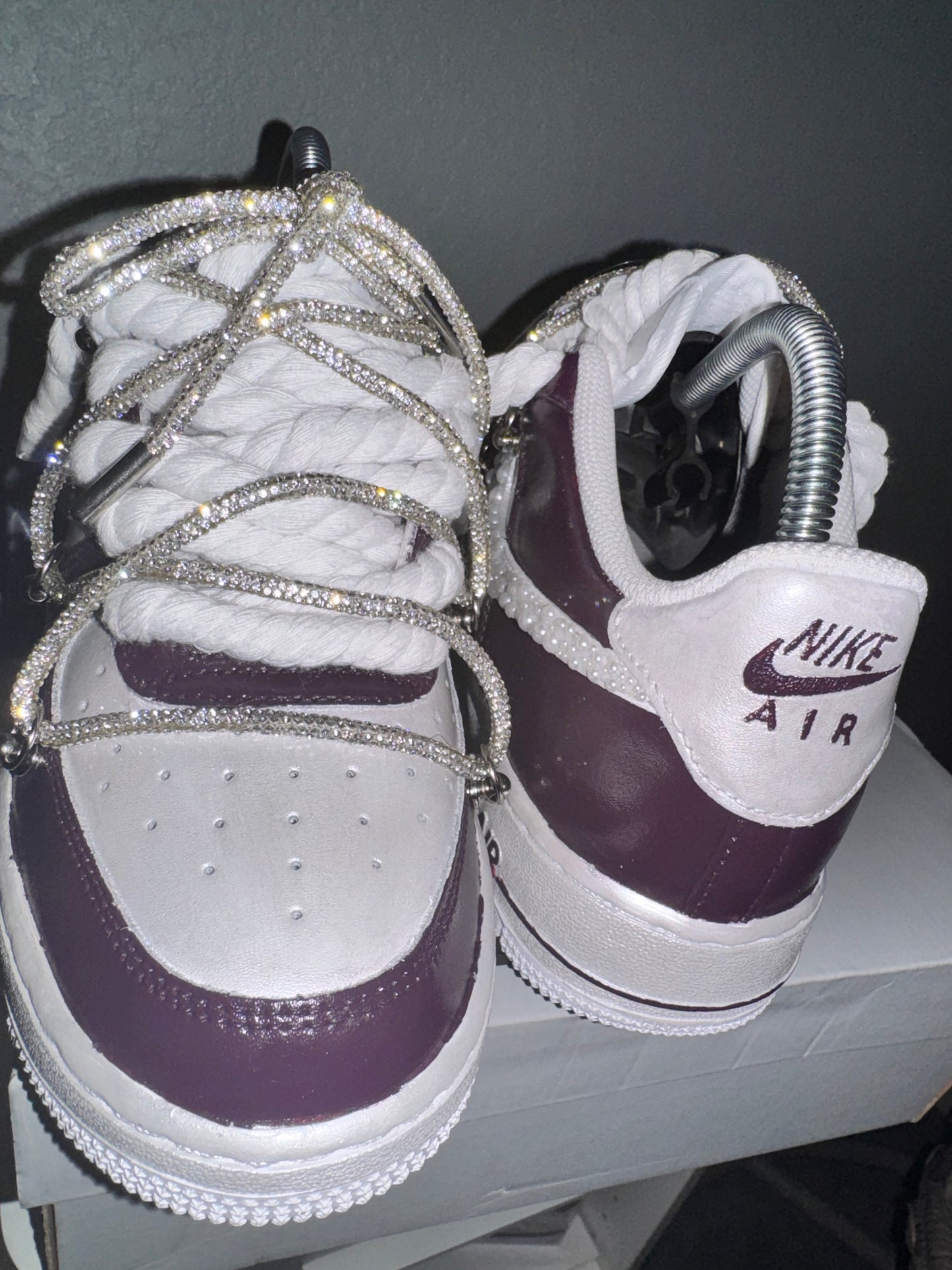 Customized Women Airforce 1 Maroon and Silver