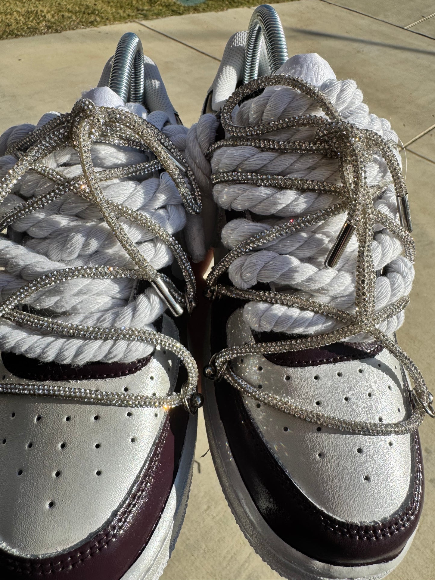 Customized Women Airforce 1 Maroon and Silver
