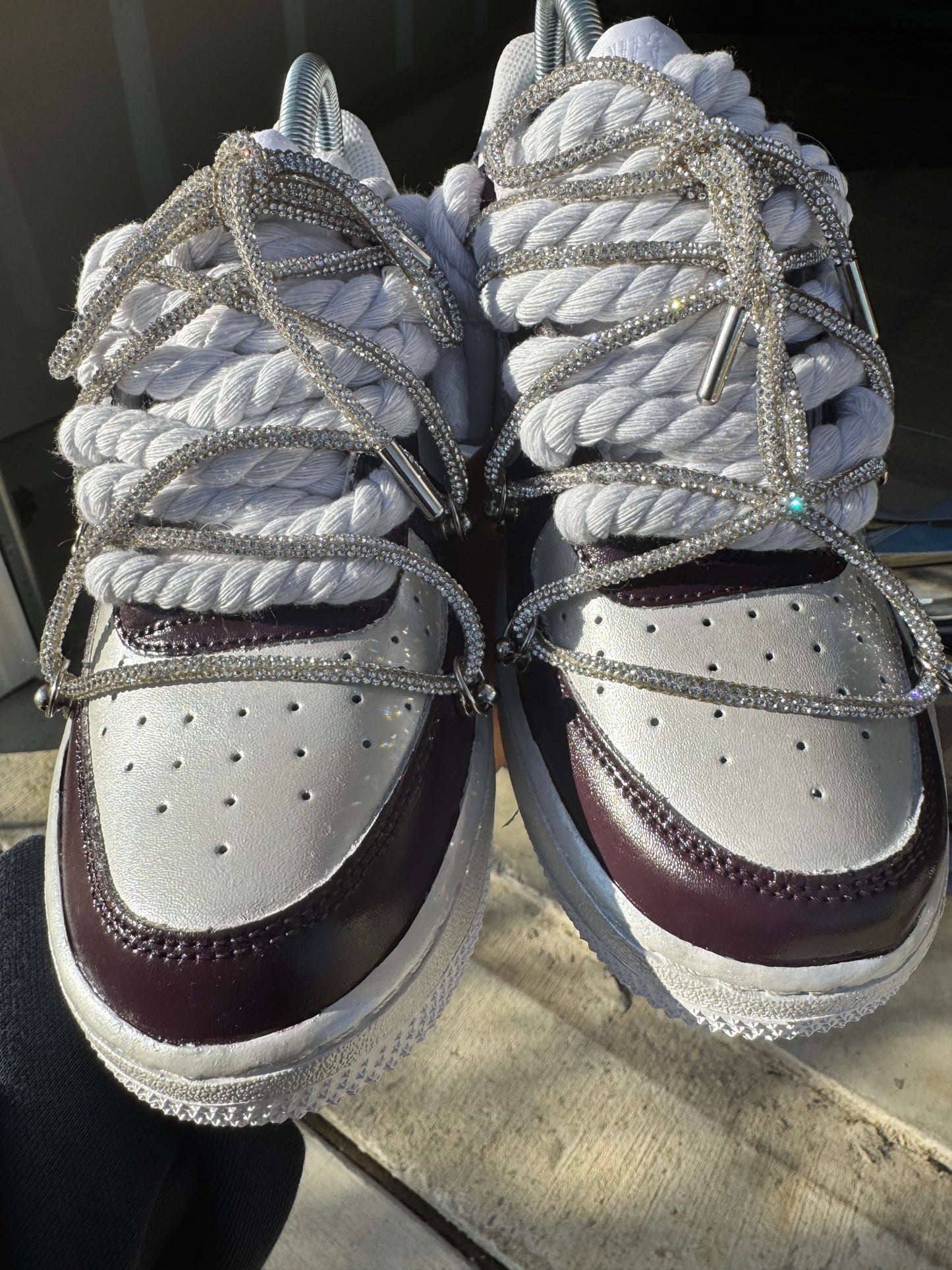 Customized Women Airforce 1 Maroon and Silver