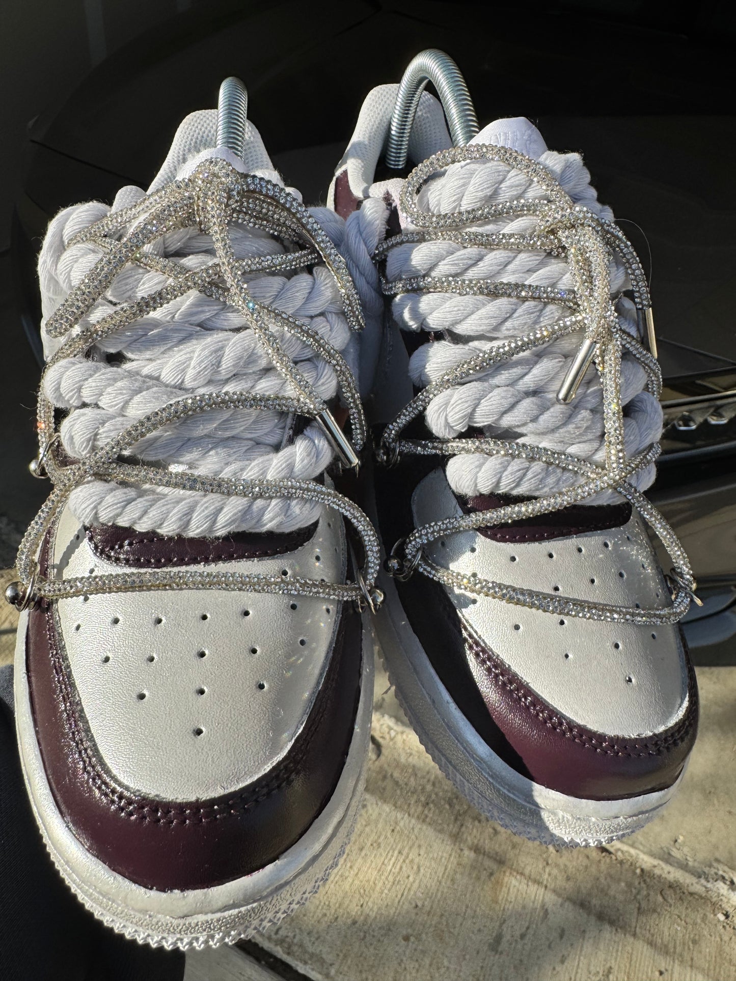 Customized Women Airforce 1 Maroon and Silver