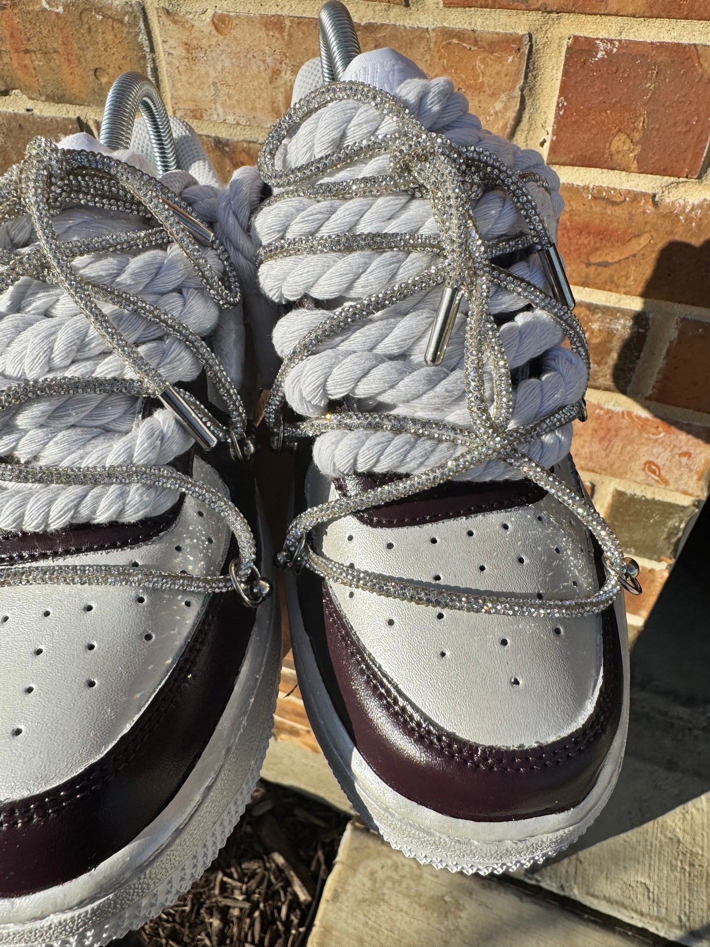 Customized Women Airforce 1 Maroon and Silver