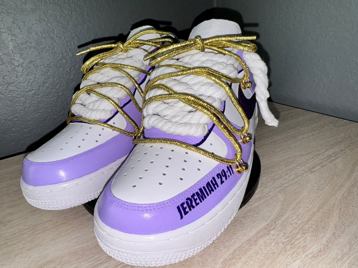 Customize Women's Lavender and Gold Air Force Ones