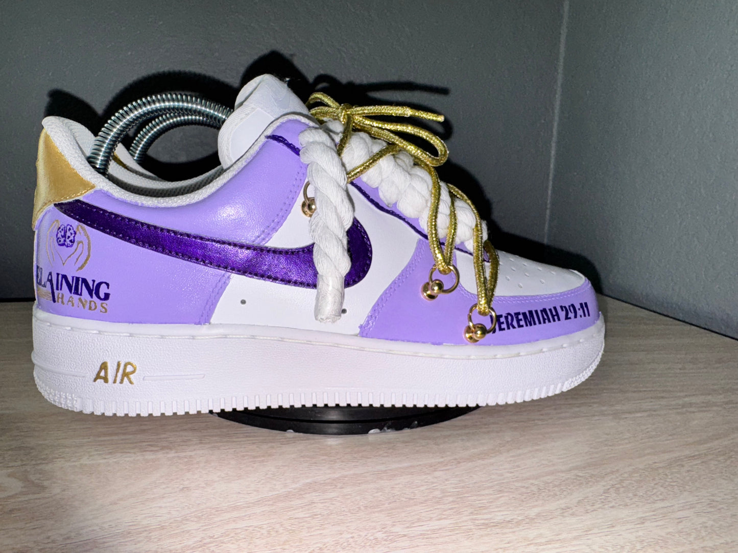 Customize Women's Lavender and Gold Air Force Ones