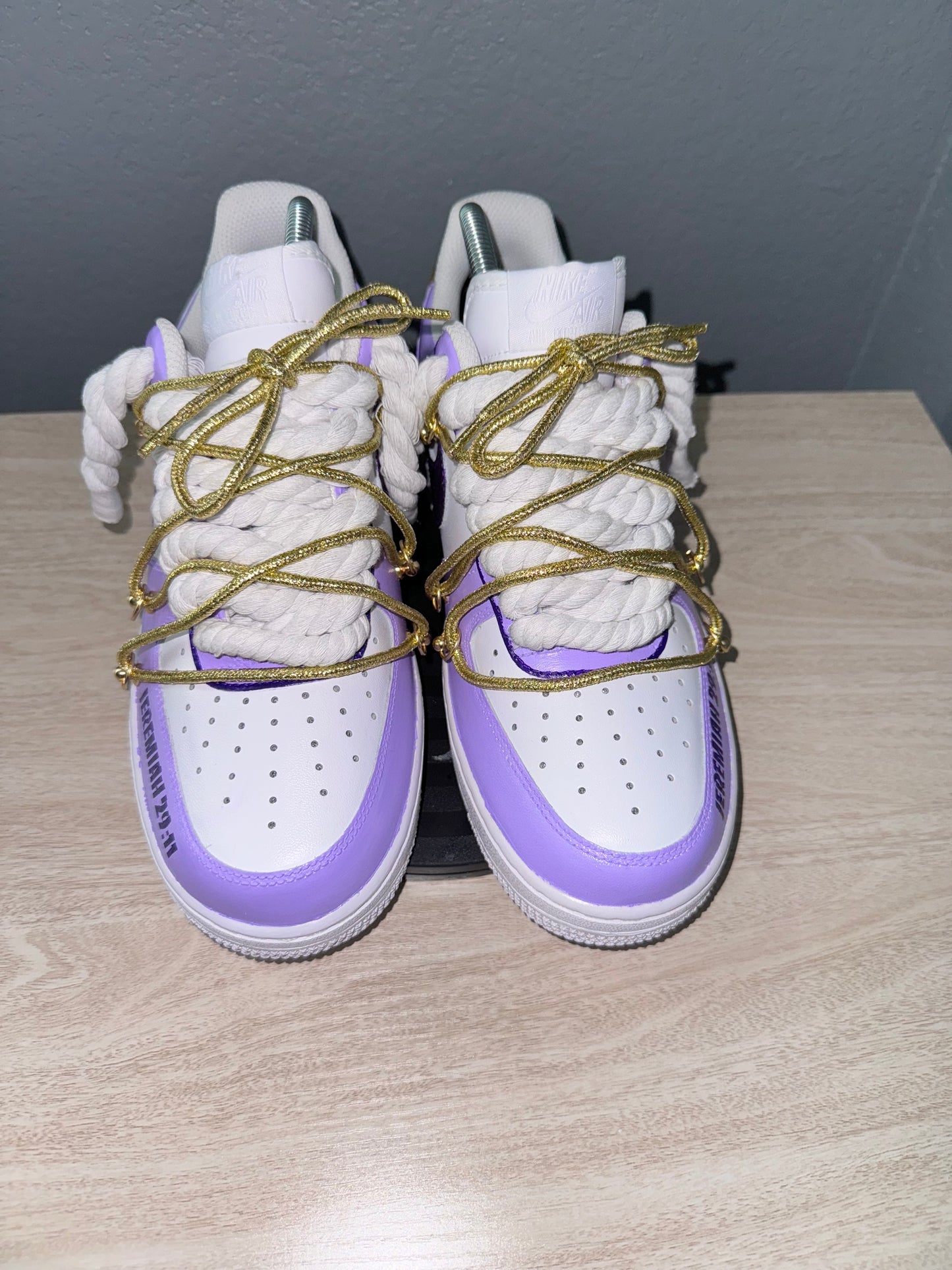 Customize Women's Lavender and Gold Air Force Ones