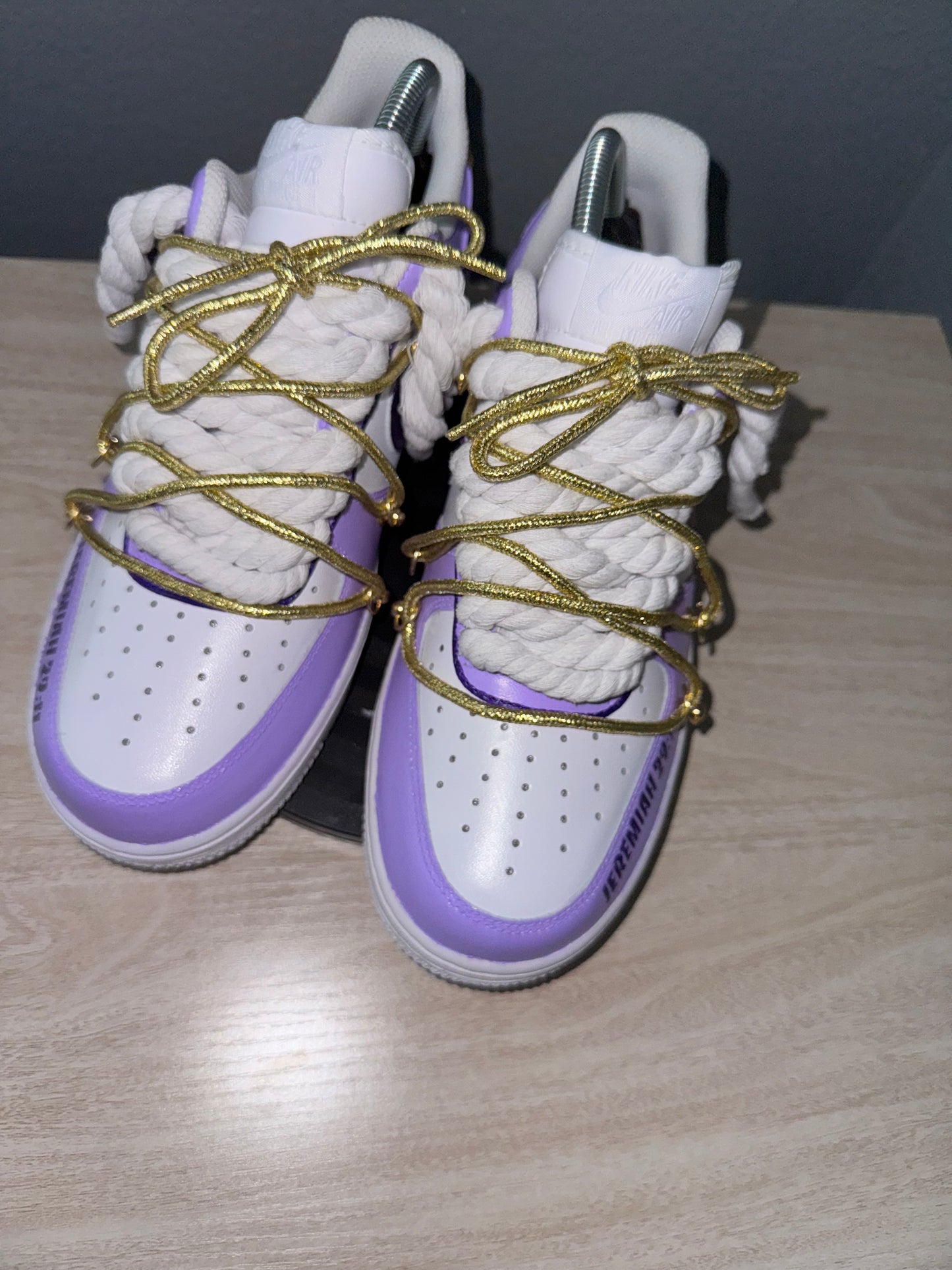 Customize Women's Lavender and Gold Air Force Ones